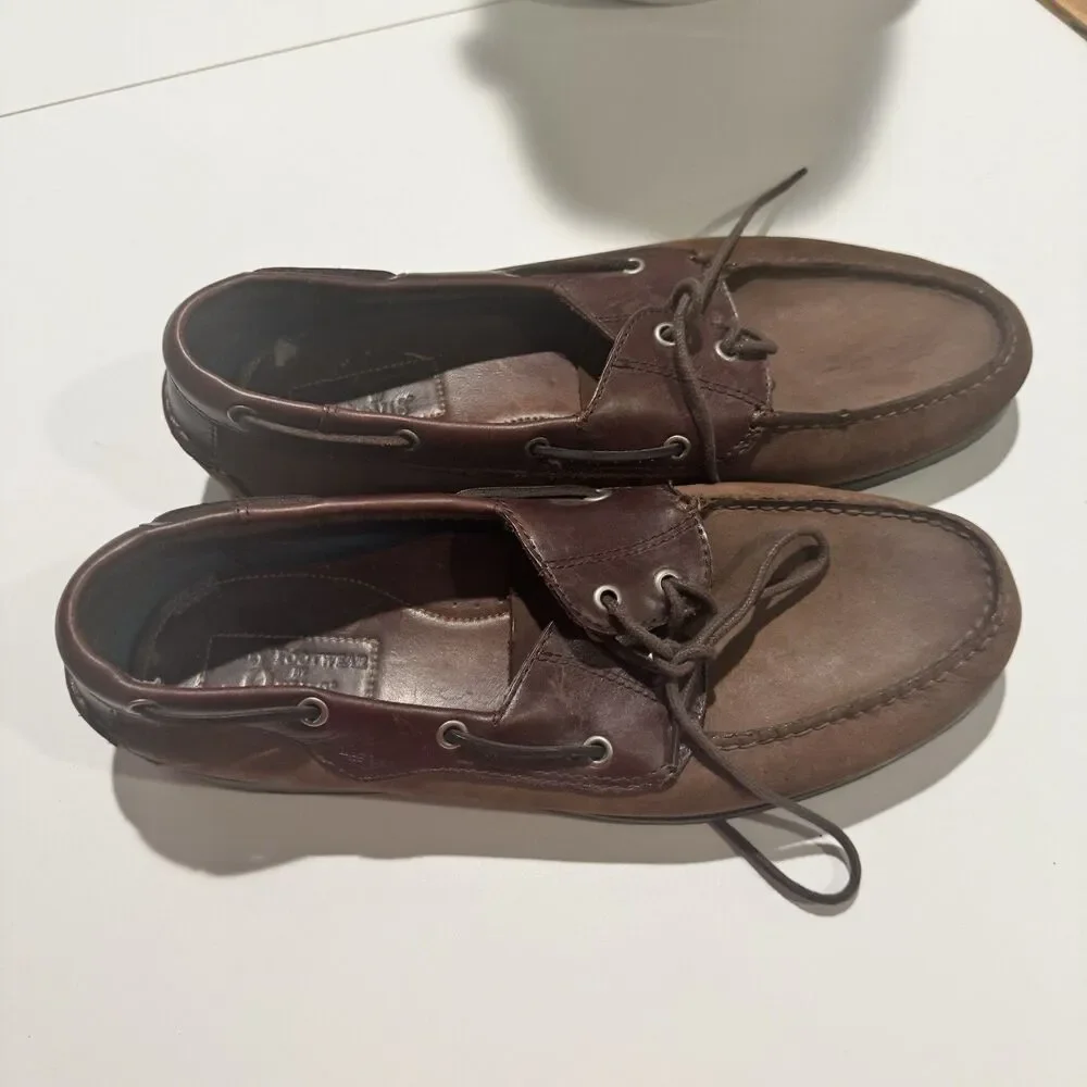 Mens Orvis Waxed Brown Boat Shoes Size 13M Vintage